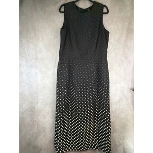 VTG Virgo Maxi Dress Women Size 18 Black Polka Dot Sleeveless Button Back